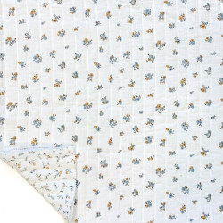 Printed Quilted Double Gauze HOPE 1J / JANET 1J White / Blue Multicolored